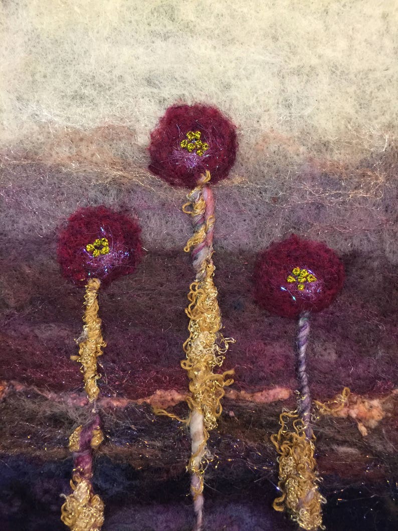 No.726 Three Flowers Needlefelt Art XLarge image 2