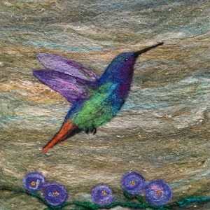 No.781 Little Jewel Needlefelt Art XL Wool Painting image 1