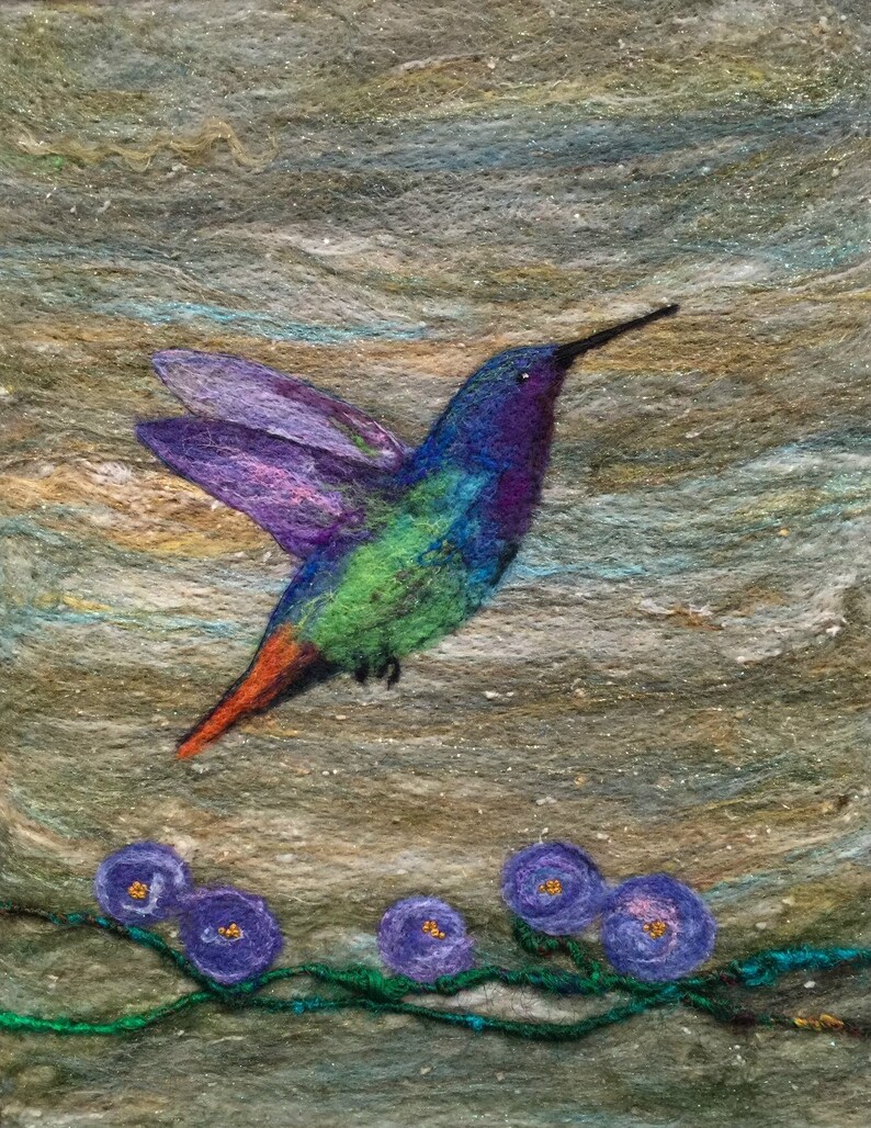 No.781 Little Jewel Needlefelt Art XL Wool Painting image 1