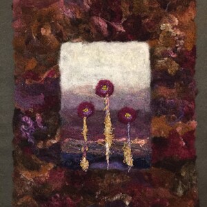 No.726 Three Flowers Needlefelt Art XLarge image 1