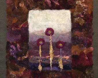No.726 Three Flowers - Needlefelt Art XLarge