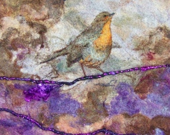 No.747 Robin - Needlefelt Art XL - Wool Painting