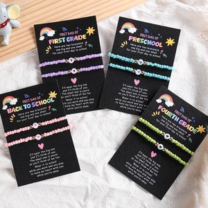 Mommy and Me Matching Bracelets Set, First Day of School Bracelet, Back to School Gift, Kindergarten Gift, Heart Bracelets, Family Bracelet