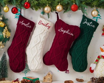 Calze di Natale personalizzate per la famiglia, calze di Natale ricamate a maglia, calze a forma di osso di cane, calze per le feste, regali di Natale