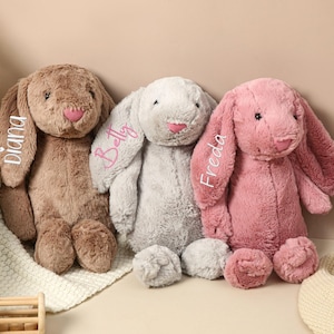 Personalized Plush Bunny Rabbit, Custom Embroidered Bunny Rabbit, Monogrammed Bunny, Baby Gift, Baby Shower Gift, Gift for Kids