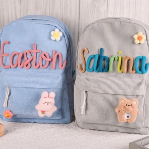 Sac à dos personnalisé pour tout-petit, Sac à dos personnalisé pour enfant, Cadeau d'anniversaire de sacs à dos pour tout-petit en velours côtelé, Sac à dos pour enfant avec nom, Sac à dos pour enfant