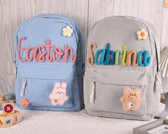 Zaino personalizzato per bambini, zaino per bambini personalizzato, zaini in velluto a coste per bambini, regalo di compleanno, zaino per bambini con nome, zaino per bambini