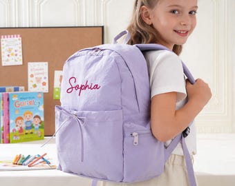 Zaino personalizzato per bambini con nome, zaino leggero personalizzato ricamato, borsa per la scuola per bambini, zaino per bambini, zaino per ragazzi