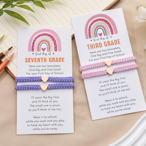First Day of School Bracelet,Mommy and Me Heart Braided Matching Bracelets,Back To School Gifts,First Day of School,Family Bracelet