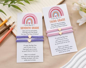 First Day of School Bracelet,Mommy and Me Heart Braided Matching Bracelets,Back To School Gifts,First Day of School,Family Bracelet