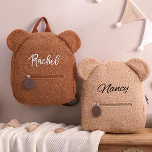 Sac à dos personnalisé en forme d'ours en peluche brodé, sac personnalisé en forme d'ours en peluche pour enfants, cadeaux de rentrée, rentrée des classes, sac à dos pour enfants