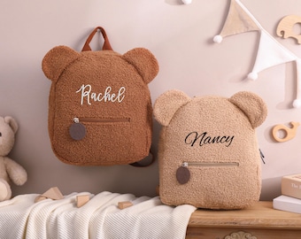 Personalized Embroidered Teddy bear Backpack,Custom Fluffy Teddy Bear Bag for Kids,First Day of School Gifts,Back to School,Kids Backpack
