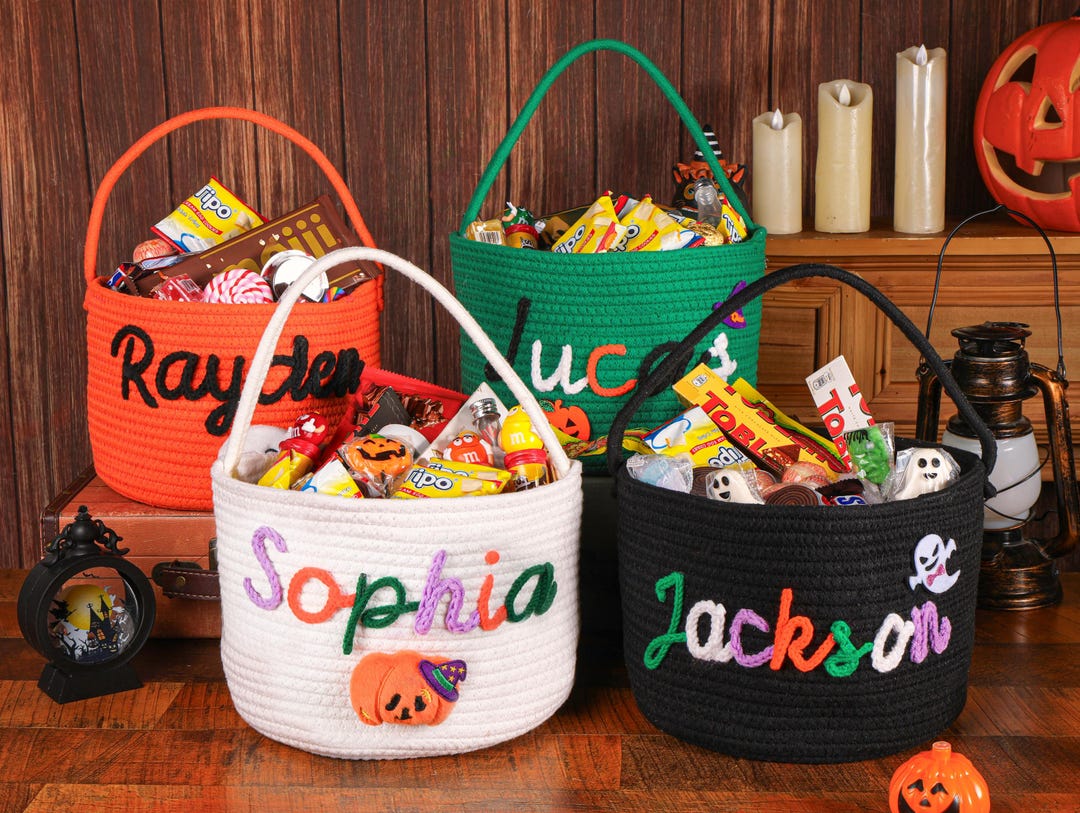 Personalized Halloween Trick or Treat Bag, Treat Basket With Name ...