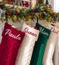 Personalized Embroidered Christmas Stocking, Family Christmas Stocking with Name, Knitted Stockings, Monogram Stockings, Holiday Decor Gift