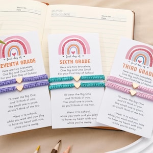 First Day of Kindergarten,Back to School Bracelet Set,Mommy and Me Heart Braided Matching Bracelets,First Day of School,Family Bracelet