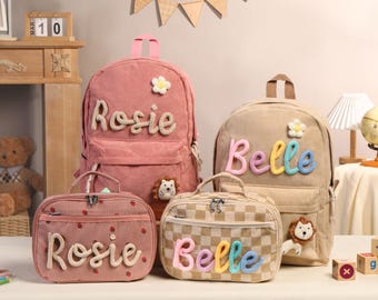 Vuelta al cole, mochila infantil personalizada con nombre, lonchera para niños pequeños, mochila escolar para niños, regalo para el primer día de clases, regalo para jardín de infantes, mochila para niños.