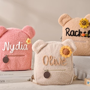 Custom Teddy bear Backpack for Kids,Personalized Fluffy Teddy Bear Backpack,First Day of School Gifts,Toddler Backpack,Kids Backpack