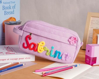 Personalized Corduroy Pencil Case, Custom Name Pencil Bag, Back to School, Girls/Boys Gift