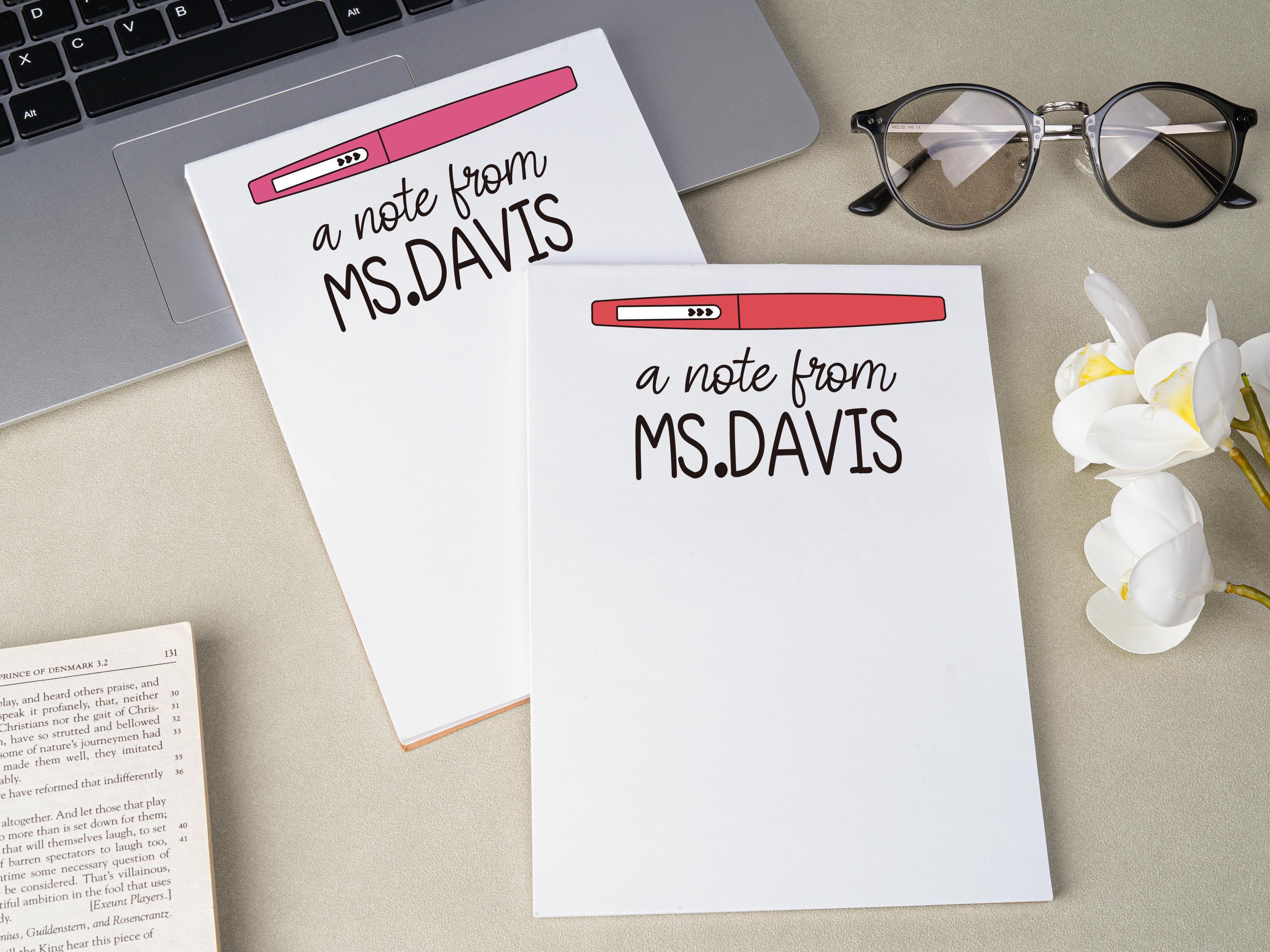 Personalized Teacher Notepad, Customizable Notepad, Back to School ...