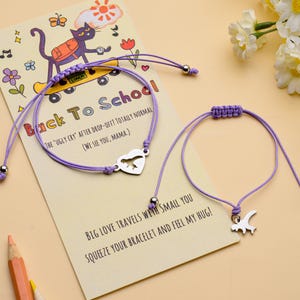 Back To School Bracelets, Perfect First Day of School Gift, Mommy and Me Heart Braided Matching Bracelets,Kindergarten Gift, Family Bracelet