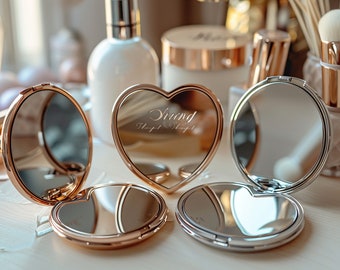 Miroir compact personnalisé, Miroir de poche personnalisé, Cadeaux pour meilleure amie, Cadeaux d'anniversaire, Cadeaux pour femme, Miroir avec prénom, Miroir de maquillage de poche