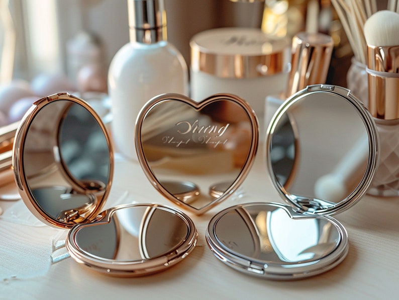 Miroir compact, Miroir de poche personnalisé, Cadeaux personnalisés pour meilleure amie, Miroir de maquillage de poche, Cadeaux d'anniversaire, Cadeaux pour femme, Miroir avec prénom image 4