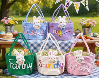 Cestino pasquale personalizzato con nome per bambini, cestino per la caccia alle uova di Pasqua, secchiello pasquale, regalo di Pasqua per bambini, prima Pasqua del bambino, cestino pasquale per bambini e bambine