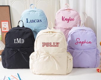 Zaino per bambini personalizzato con ricamo e fiocco, zaino personalizzato per bambini con nome, borsa per la scuola, borsa da viaggio, zaino per bambini, regalo per bambini