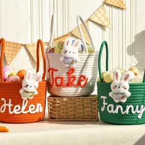 Personalisierter Osterkorb für Kinder, individueller Name Osterhasenkorb, Ostereisuche Korb, Ostereimer, Junge Mädchen Osterkorb