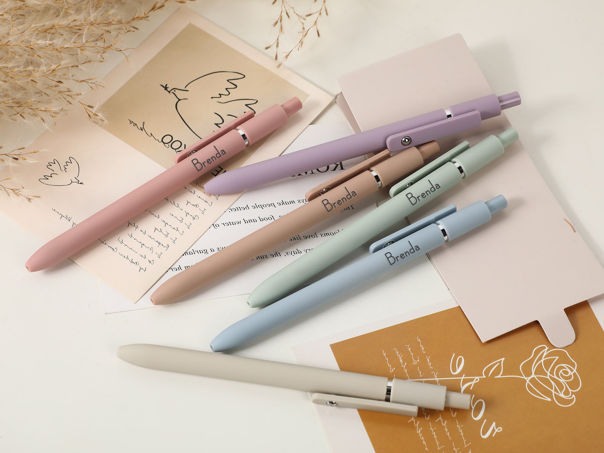 Personalized Pens, Custom Pens, Set of 6 Engraved Pens, Graduation Gift, Gift for Her, Coworker Gift, School Supplies, Office Supplies