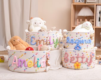 Personalized Baby Shower Gift Basket, Handmade Basket with Name, Baby Shower Gift, Newborn Gift, Baby Basket, Storage Basket, Home Storage