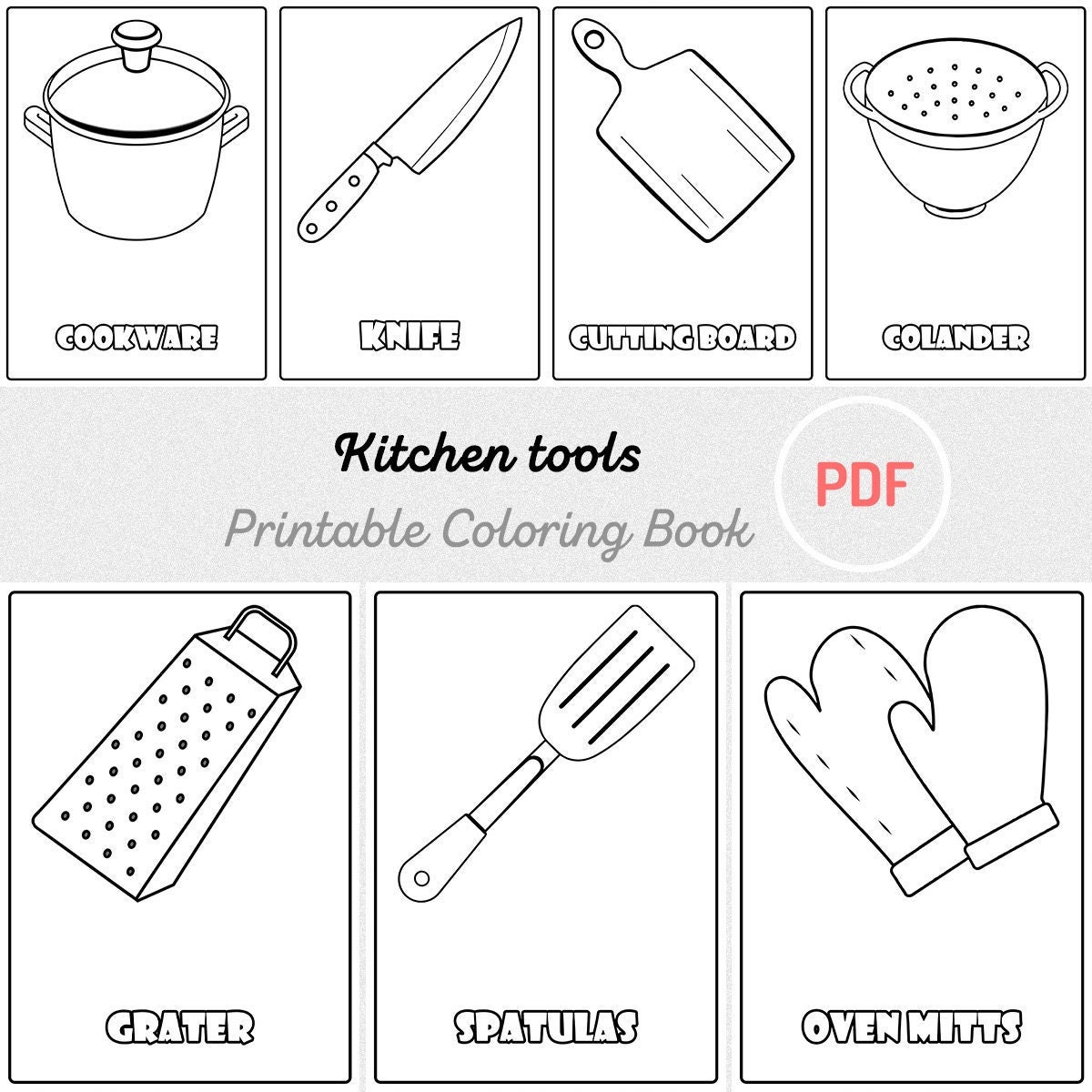 Kitchen Tools Coloring Page for Kids Preschoolers Children | 12 Must-have Kitchen Tools Every ...