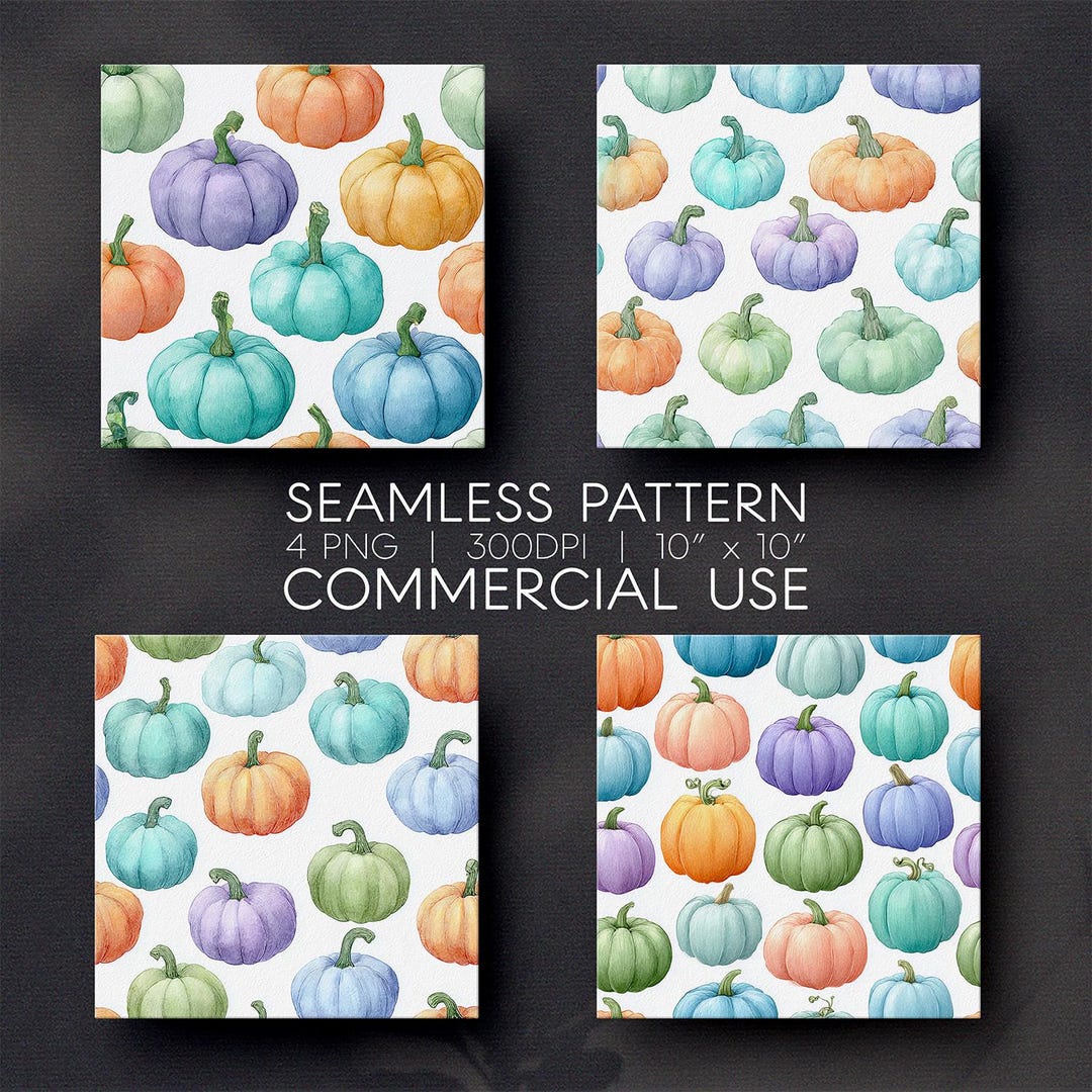 Pastel Pumpkins Seamless Patterns | Autumn Digital Papers | Fall ...