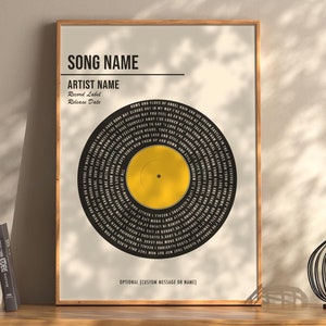 Custom Song Lyrics Print, Customizable Music Gift, Wedding Song Dance, Anniversary, Personalised Music Poster, Color Vinyl Lyric Poster