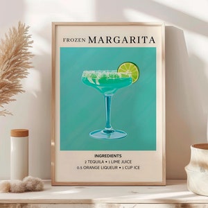 Margarita Cocktail Kunstdruck, Retro Drink Poster, minimalistische moderne Wandkunst, große Marg Cocktail Wandkunst sofort druckbare Wandkunst