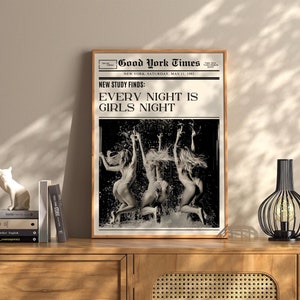 Trendy New York Newspaper Headline Poster Vintage Bar Cart Print Retro Decor Apartment Funky Wall Art Instant Printable Digital Download