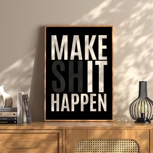 Make It Happen Wall Art Print Vintage Bar Cart Retro Aesthetic Kitchen Decor Poster Apartment Funky Decor Instant Printable Digital Download