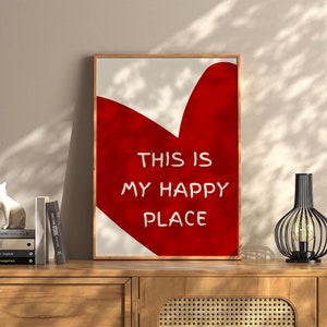 Happy Place Wall Art Print Vintage Bar Cart Retro Aesthetic Kitchen Decor Poster Apartment Funky Decor Instant Printable Digital Download
