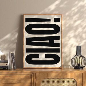 Ciao Glass Wall Art Print Vintage Bar Cart Retro Aesthetic Kitchen Decor Poster Apartment Funky Decor Instant Printable Digital Download