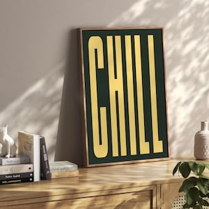 Chill Wall Art Print Vintage Bar Cart Retro Aesthetic Kitchen Decor Poster Apartment Funky Decor Instant Printable Digital Download