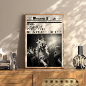 Trendy New York Newspaper Print Vintage Bar Cart It Girl Dorm Retro Wall Art Newspaper Headline Poster College Apartment Decor Funky