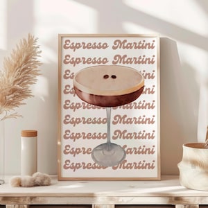 Espresso Martini Cocktail Art Print, Retro Drink Poster, Minimalist Modern Wall Art,Large Cocktail Wall Art Instant Printable Wall Art