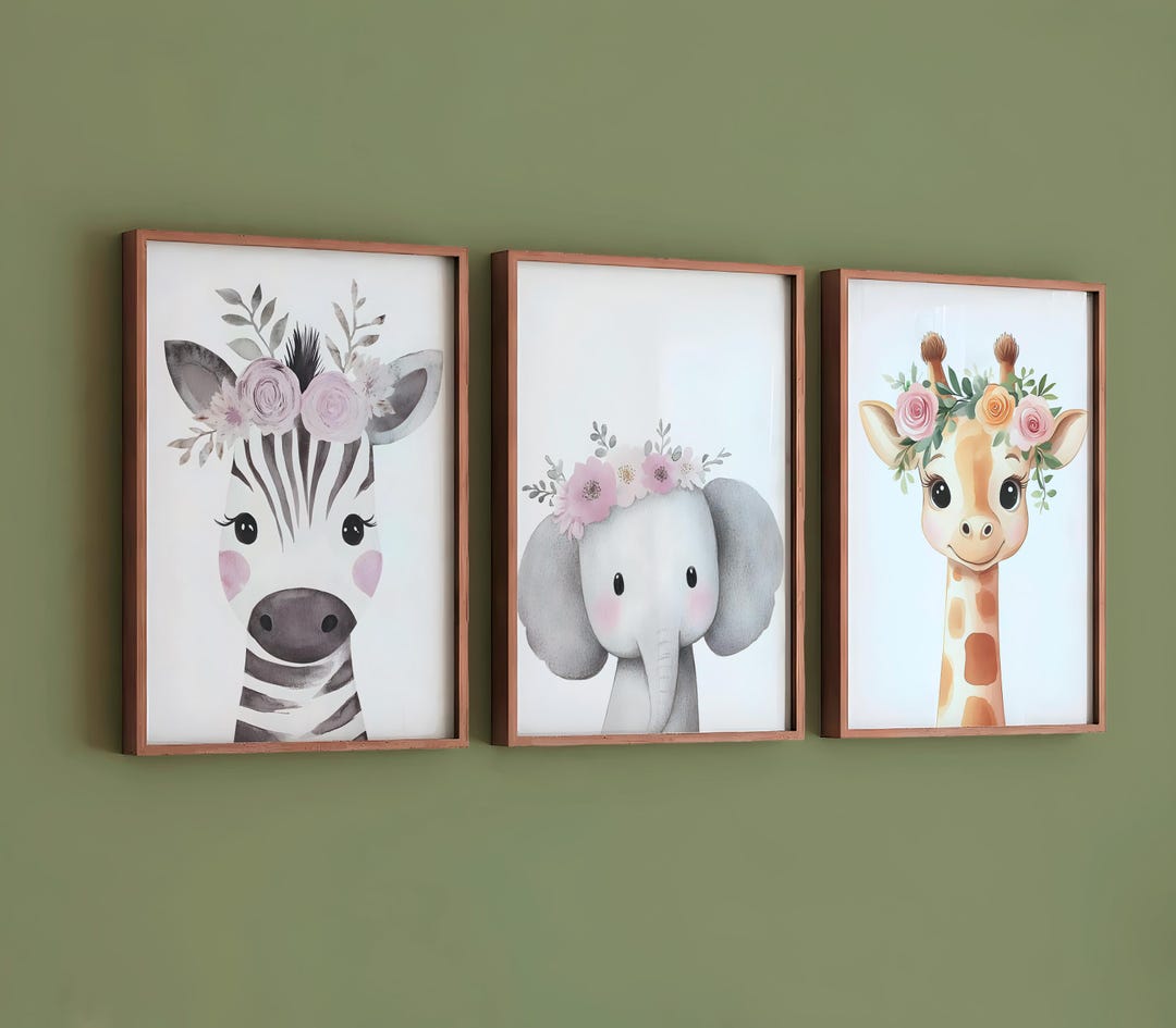 Animals Nursery Decor Set , Baby Room Wall Art, Nursery Decor Prints ...