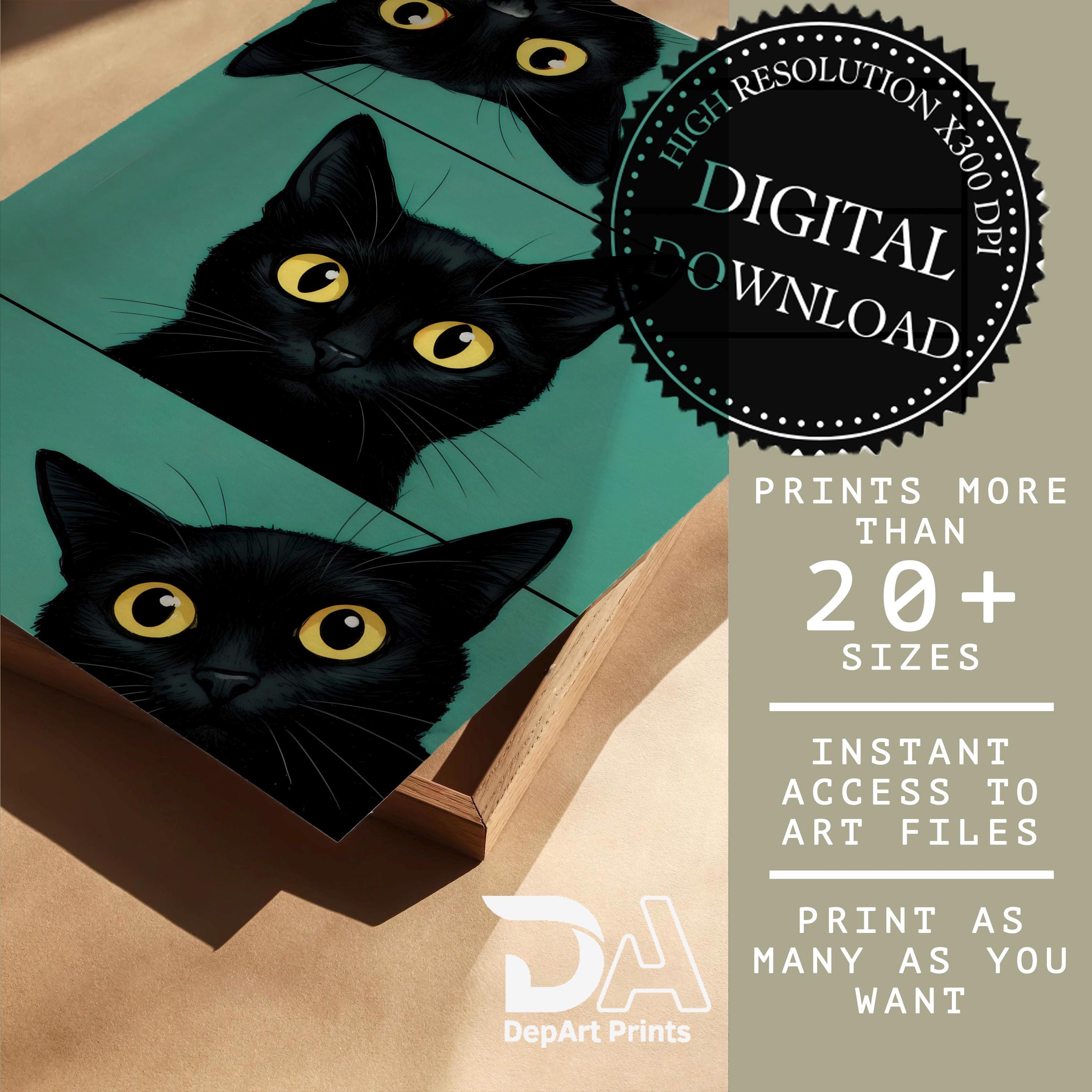 Eclectic Cat Digital Prints Vintage Wall Art Prints Decoration Retro ...
