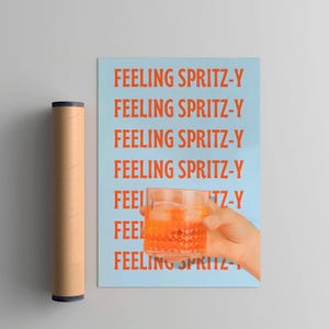Aperol Spritz cocktailkunstdruk, cocktailkunstposter, retro drankje poster minimalistisch, trendy grote muur kunst barwagen kunst decor afdrukbare