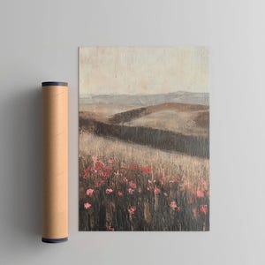 Cozy Landscape Printable Wall Art, Vintage Print Country Painting, Digital Download, Cottagecore Eclectic Poster, Trendy Apartment Decor