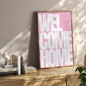 Pink Welcome Home Wall Art Therapy Print Vintage Bar Cart  Retro Wall Art Aesthetic Kitchen Decor Poster College Apartment Decor Funky