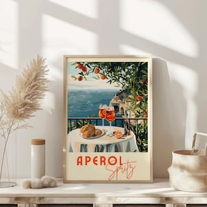 Aperol Spritz Cocktail Kunstdruck, Retro Drink Poster, minimalistische moderne Wandkunst, große Cocktail Wandkunst Sofortige druckbare digitale Download