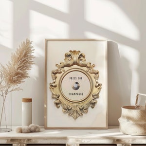 Champagne Door Bell Wall Art Therapy Print Vintage Bar Cart Retro Wall Art Aesthetic Kitchen Decor Poster College Apartment Decor Funky