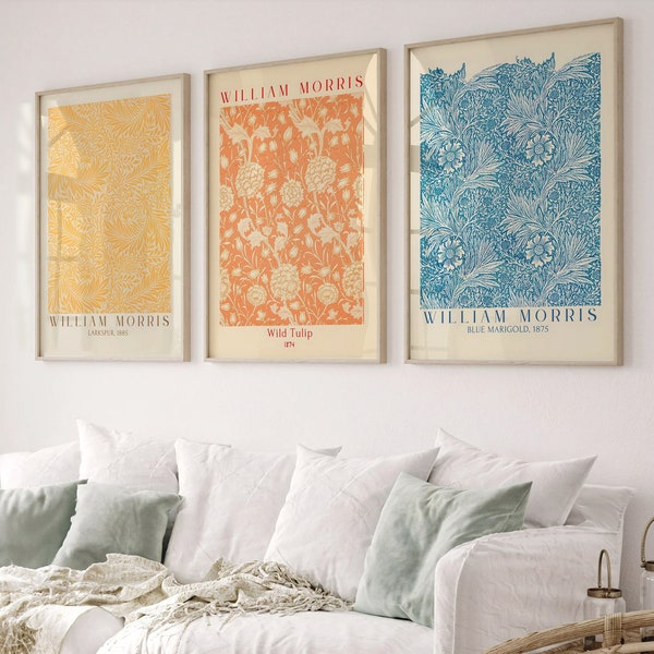 William Morris Print 3 Piece Wall Art Set Vintage Neutral Gallery Wall Prints Minimalist Wall Art Aesthetic Room Decor Digital Download